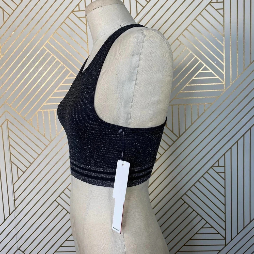 Good American Seamless Lurex Stripe‎ Bra in Black - Picture 6 of 11